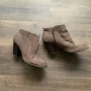 Smoke Grey Suede Boots With 3 Inch Heel